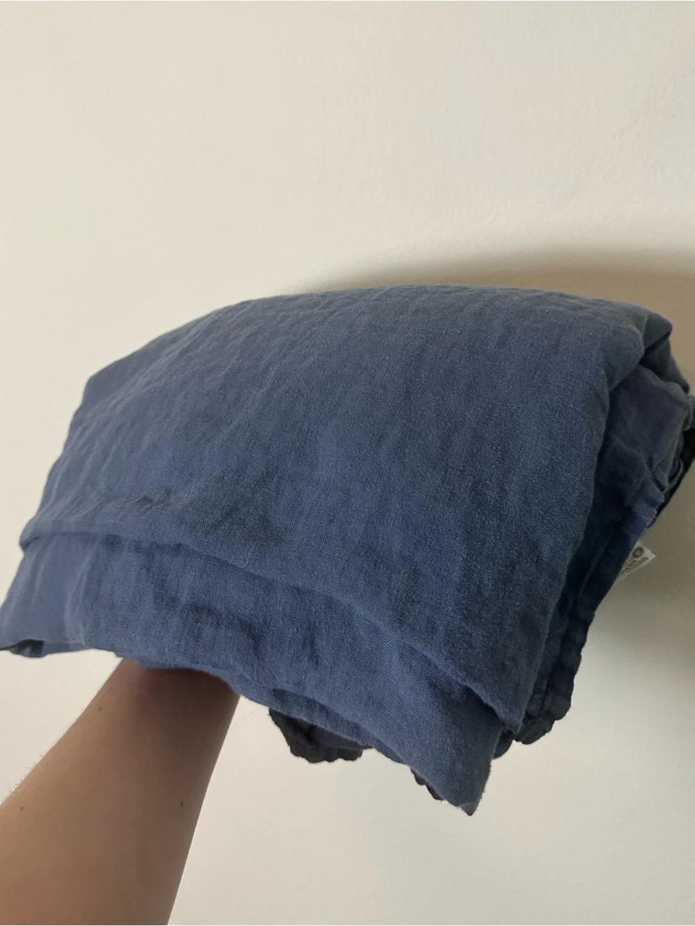 Brooklinen 100% Linen Flat Sheet and Pillowcase Set Navy Blue Twin